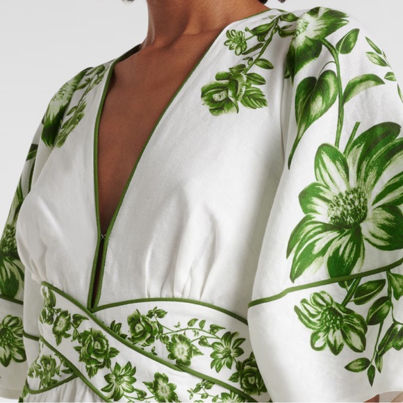 FARM RIO Blue Yard linen-blend midi dress - Picture 2 of 8